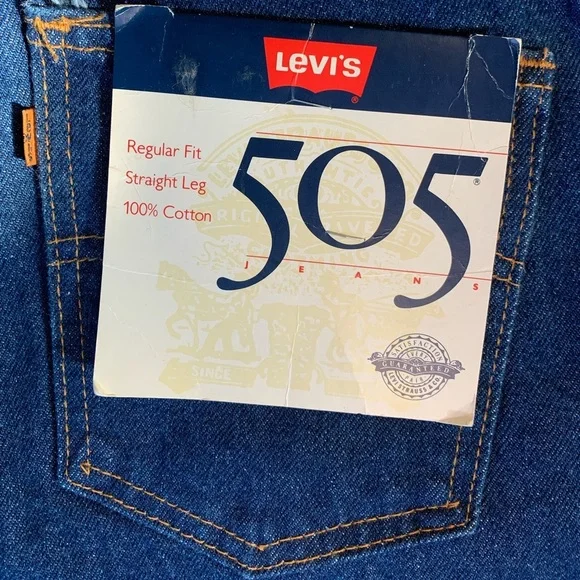 Vintage Levi’s 505 USA Made Straight Leg Dark Wash Jeans 34x32 - Picture 3 of 14
